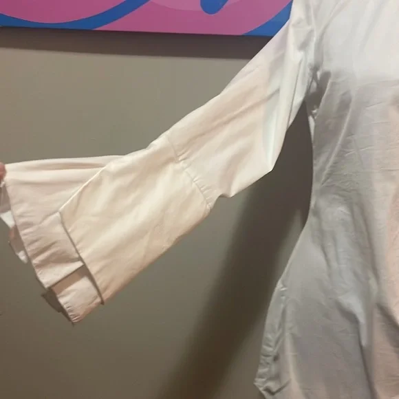 Zara White Long Sleeve Tunic Top Shirt - Picture 4 of 10